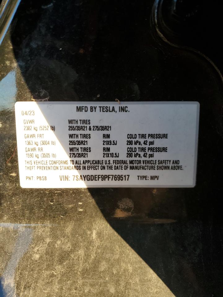 2023 Tesla Model Y VIN: 7SAYGDEF9PF769517 Lot: 82755755
