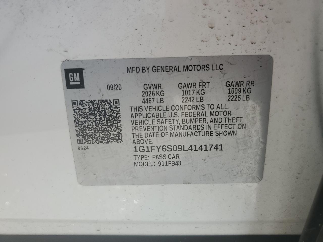 2020 Chevrolet Bolt Ev Lt VIN: 1G1FY6S09L4141741 Lot: 81988335