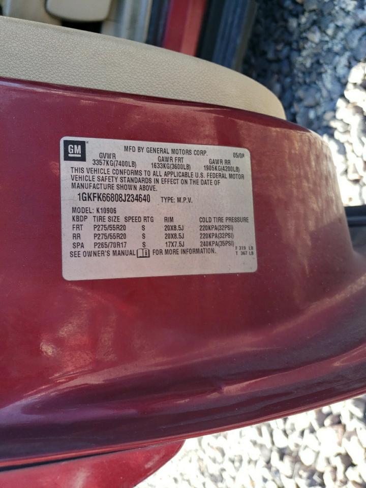 2008 GMC Yukon Xl Denali VIN: 1GKFK66808J234640 Lot: 89508525