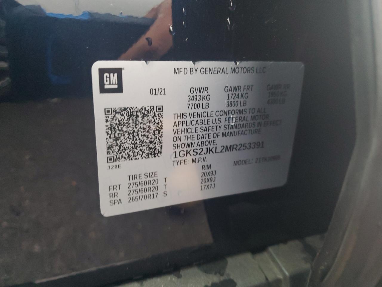 2021 GMC Yukon Xl Denali VIN: 1GKS2JKL2MR253391 Lot: 84454755