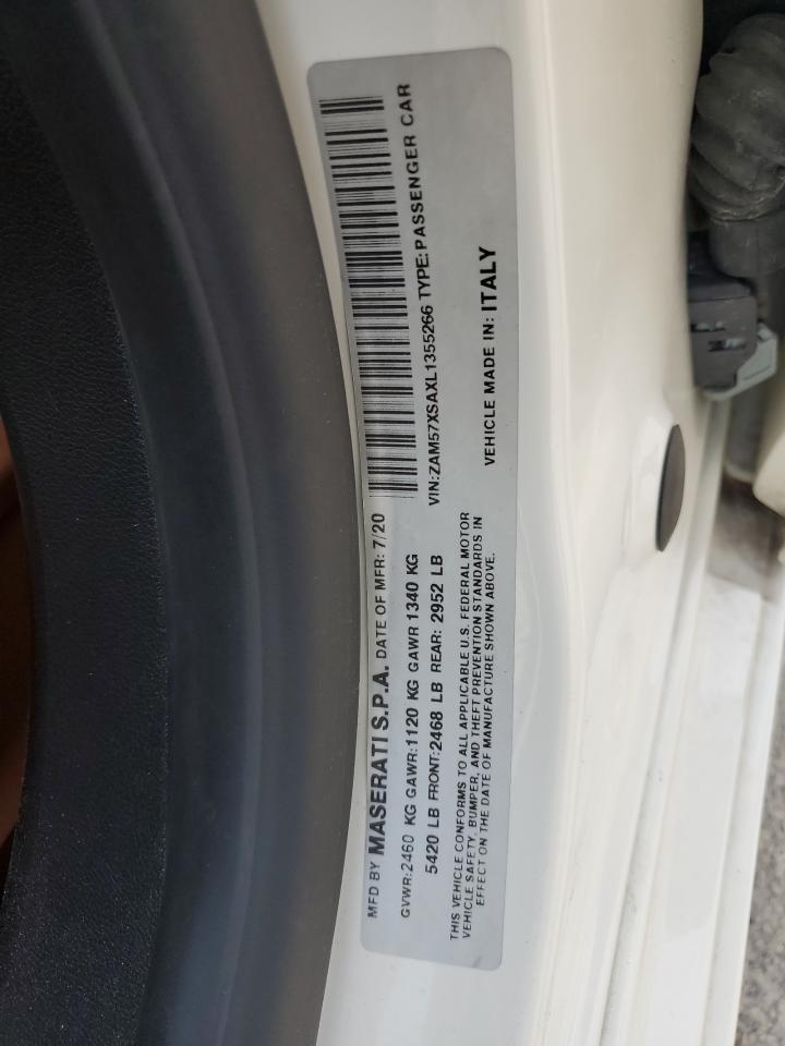 2020 Maserati Ghibli VIN: ZAM57XSAXL1355266 Lot: 81289285