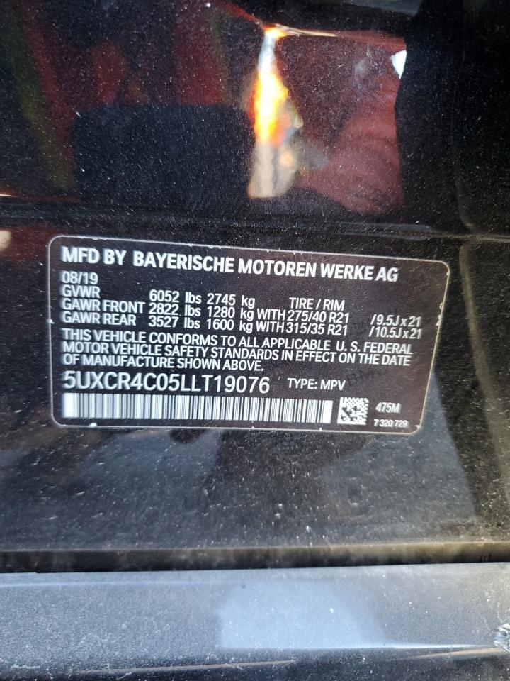 2020 BMW X5 Sdrive 40I VIN: 5UXCR4C05LLT19076 Lot: 89512365