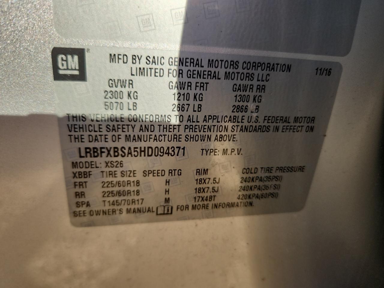 2017 Buick Envision Essence VIN: LRBFXBSA5HD094371 Lot: 82433095