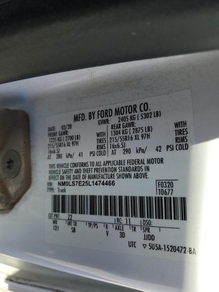 2020 Ford Transit Connect Delivery Van VIN: NM0LS7E25L1474466 Lot: 86814985