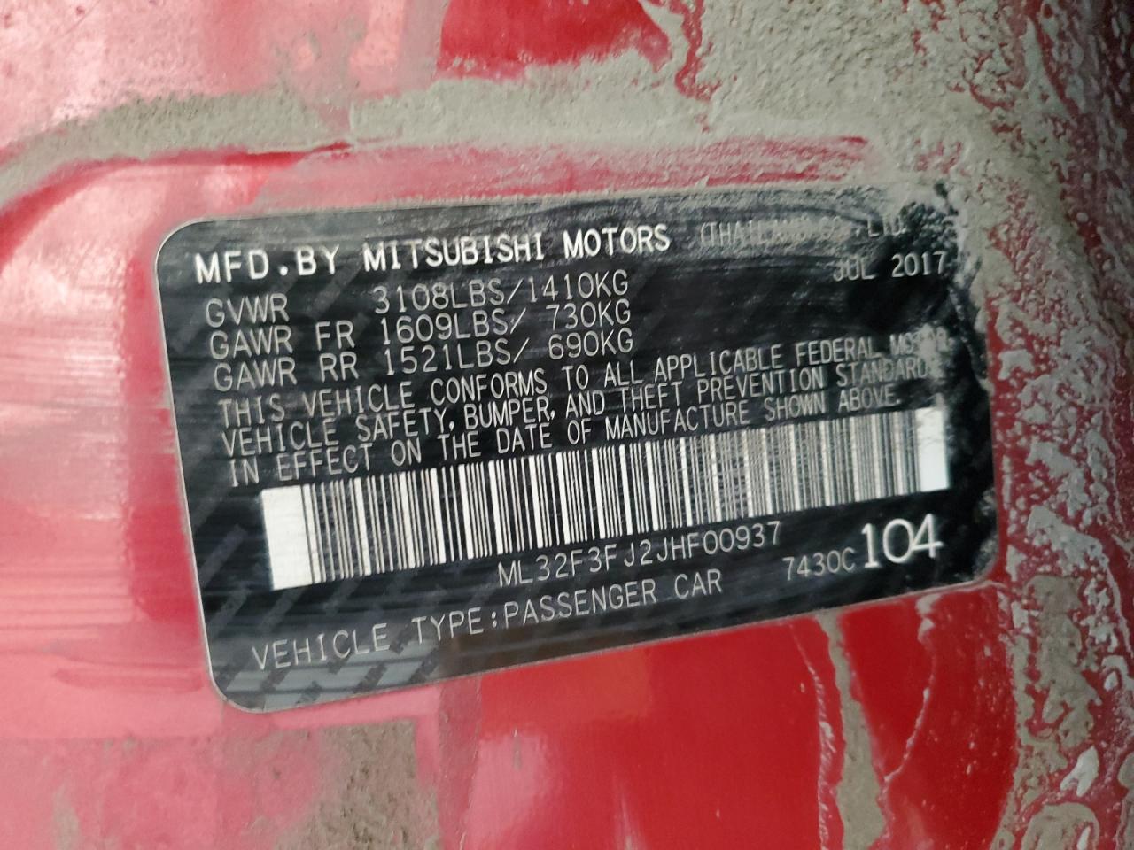 2018 Mitsubishi Mirage G4 Es VIN: ML32F3FJ2JHF00937 Lot: 82337105