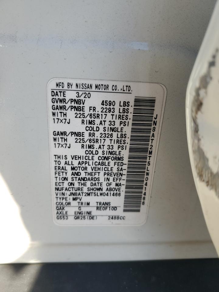 2020 Nissan Rogue S VIN: JN8AT2MT5LW041466 Lot: 90974835