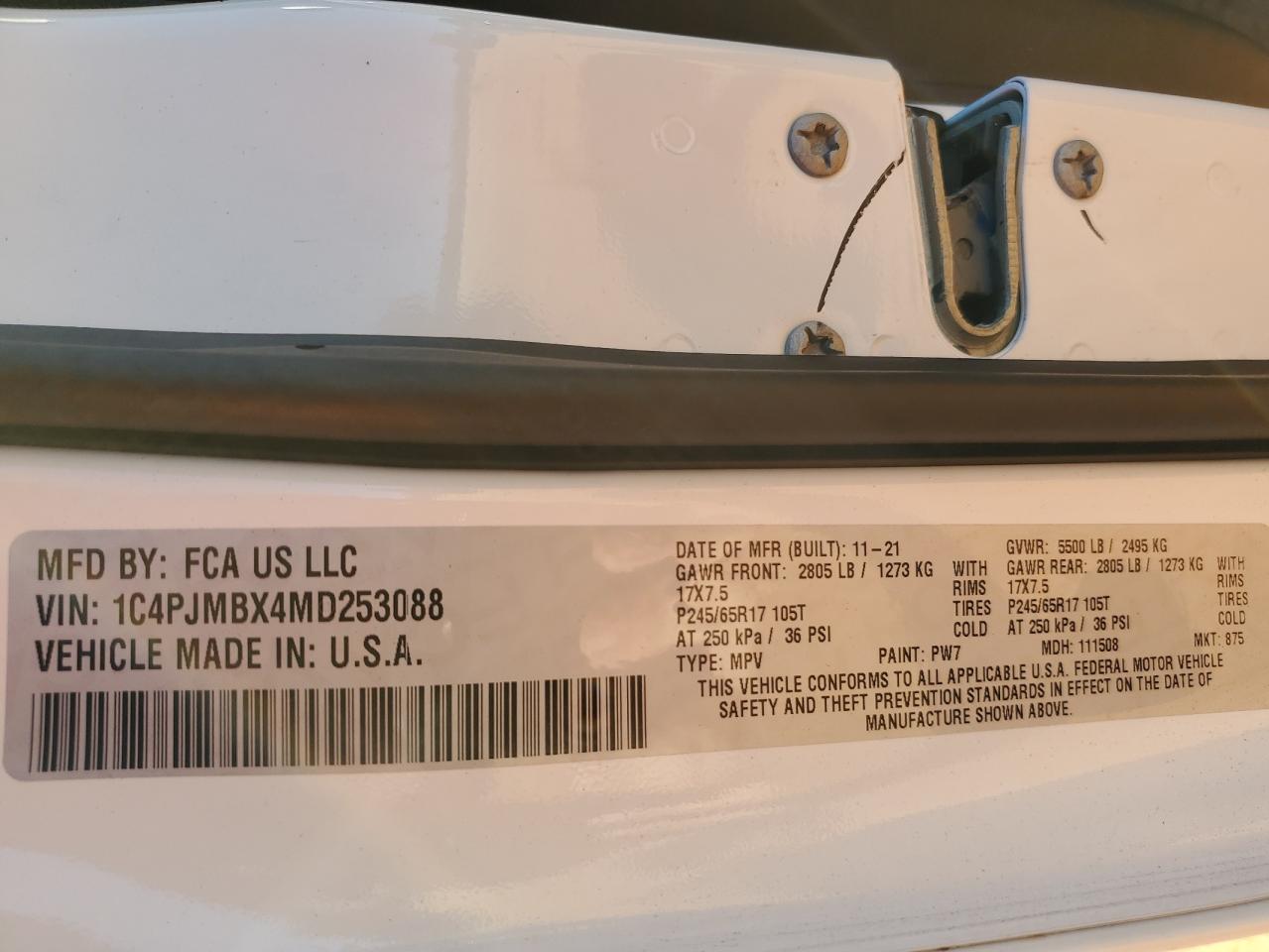 2021 Jeep Cherokee Trailhawk VIN: 1C4PJMBX4MD253088 Lot: 84521545