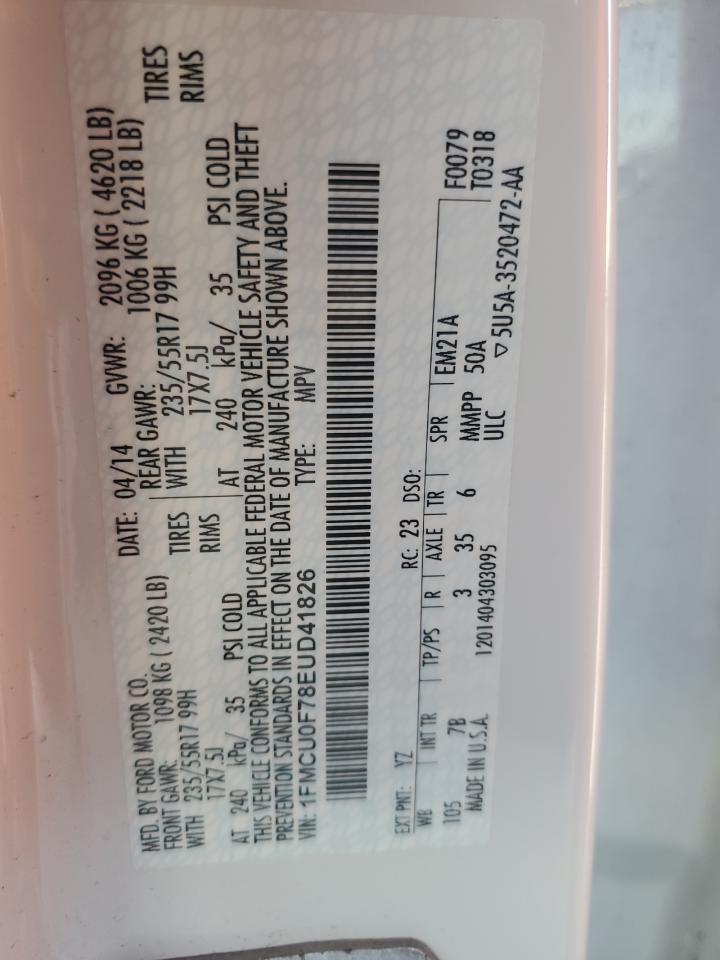 2014 Ford Escape S VIN: 1FMCU0F78EUD41826 Lot: 84560225