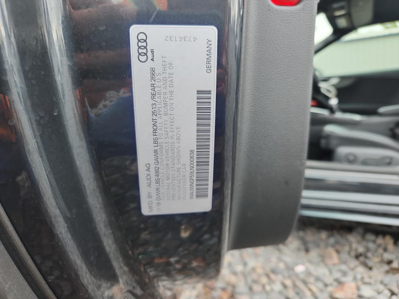 2020 Audi A5 Premium Plus VIN: WAUWNGF59LN000638 Lot: 85182245