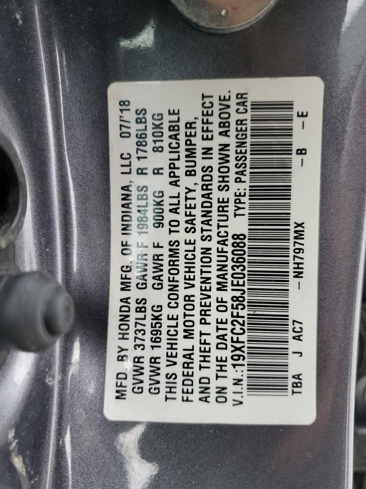 2018 Honda Civic Lx VIN: 19XFC2F58JE036088 Lot: 82377305