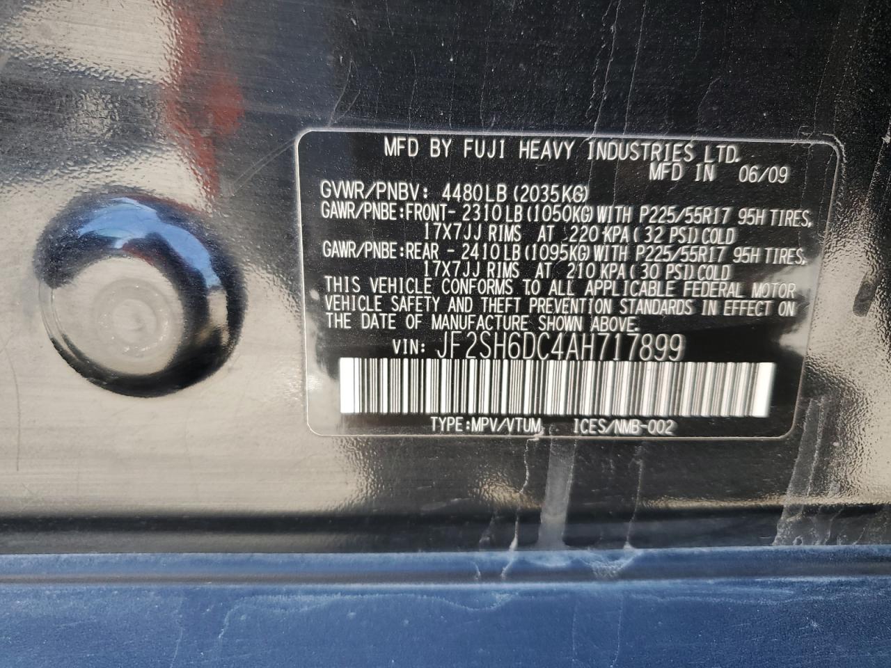 2010 Subaru Forester 2.5X Limited VIN: JF2SH6DC4AH717899 Lot: 86829985