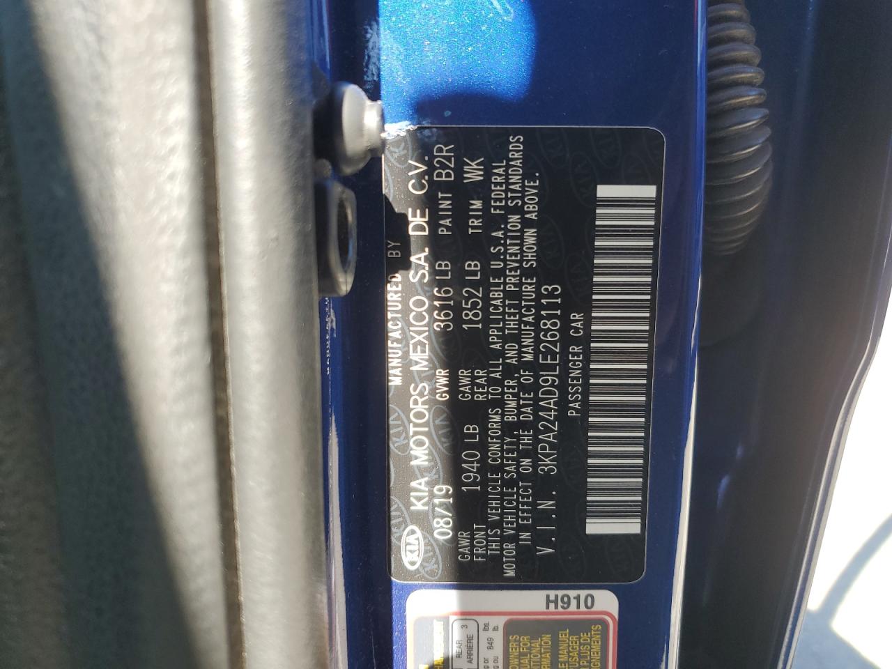 2020 Kia Rio Lx VIN: 3KPA24AD9LE268113 Lot: 86488095