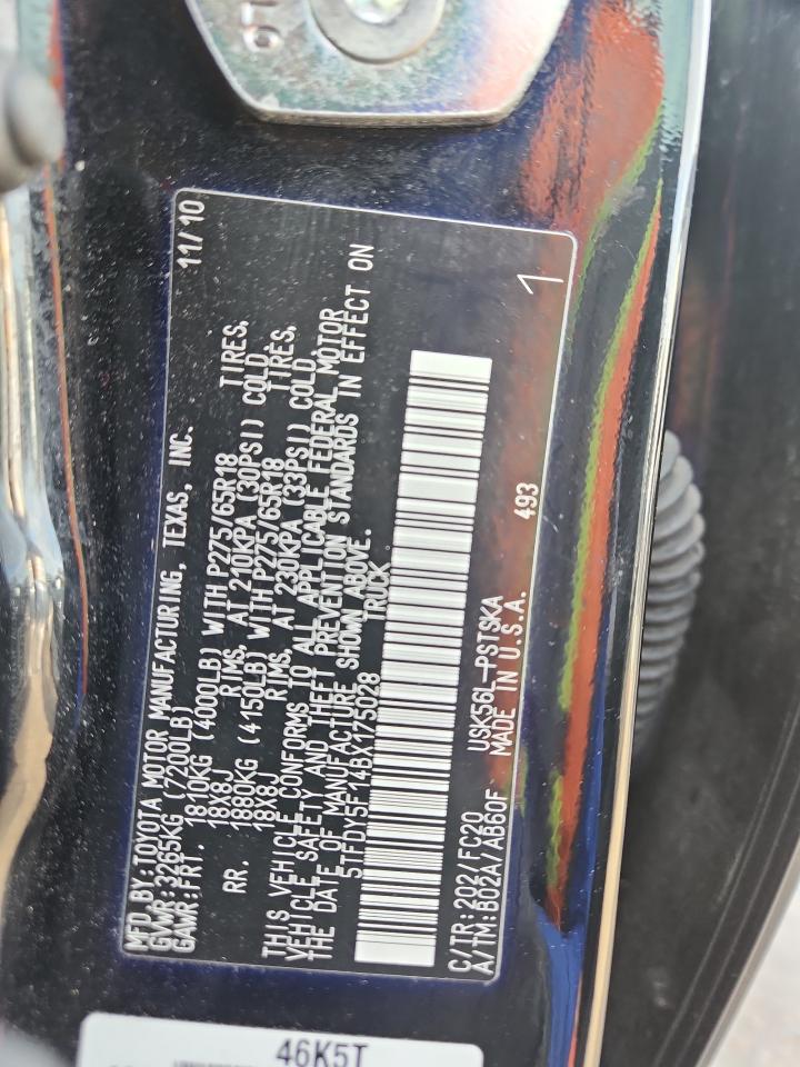 2011 Toyota Tundra Crewmax Sr5 VIN: 5TFDY5F14BX175028 Lot: 85897265