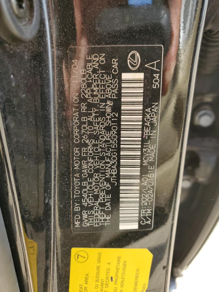 2005 Lexus Es 330 VIN: JTHBA30G155090112 Lot: 84963355