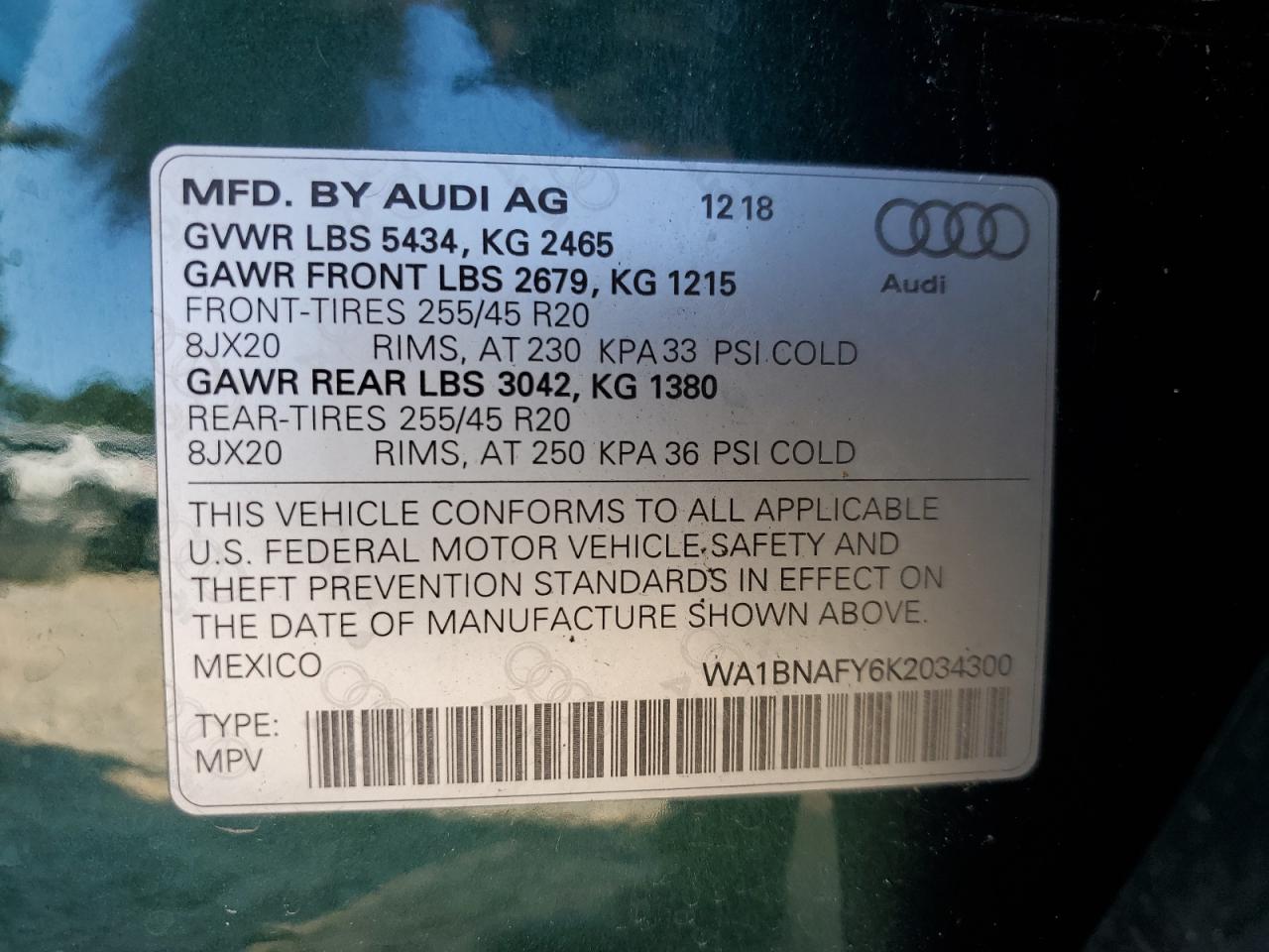 2019 Audi Q5 Premium Plus VIN: WA1BNAFY6K2034300 Lot: 86881415