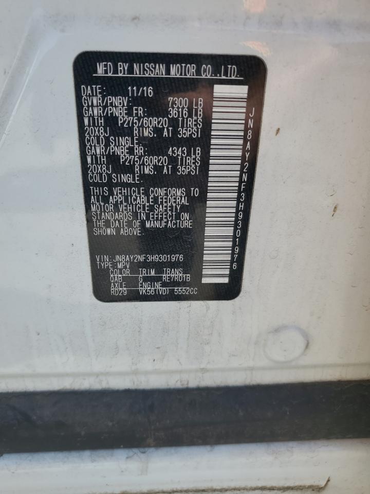 2017 Nissan Armada Platinum VIN: JN8AY2NF3H9301976 Lot: 82329775