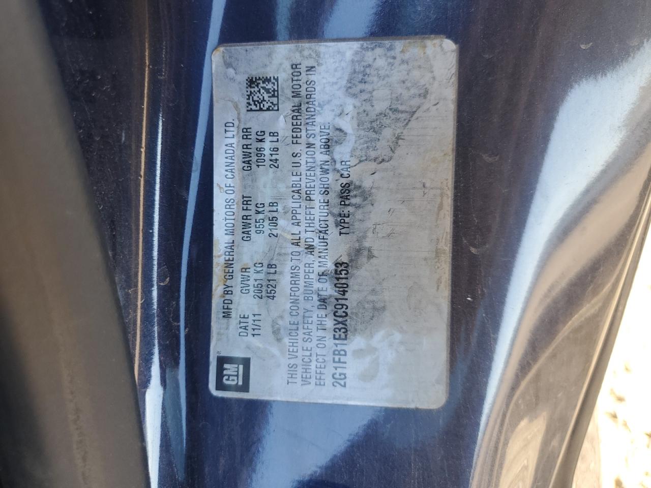 2012 Chevrolet Camaro Lt VIN: 2G1FB1E3XC9140153 Lot: 81999845