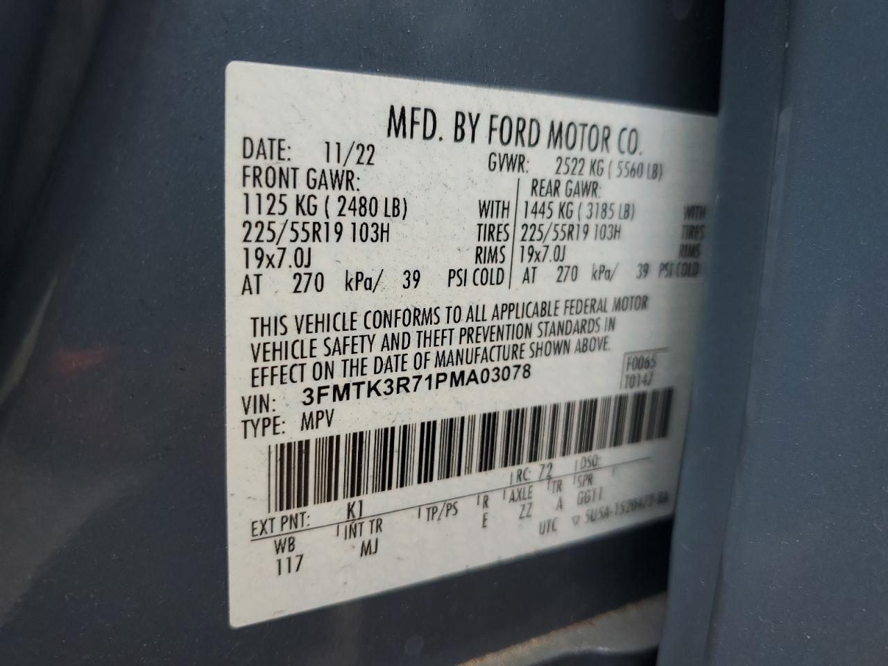 2023 Ford Mustang Mach-E Premium VIN: 3FMTK3R71PMA03078 Lot: 84931415