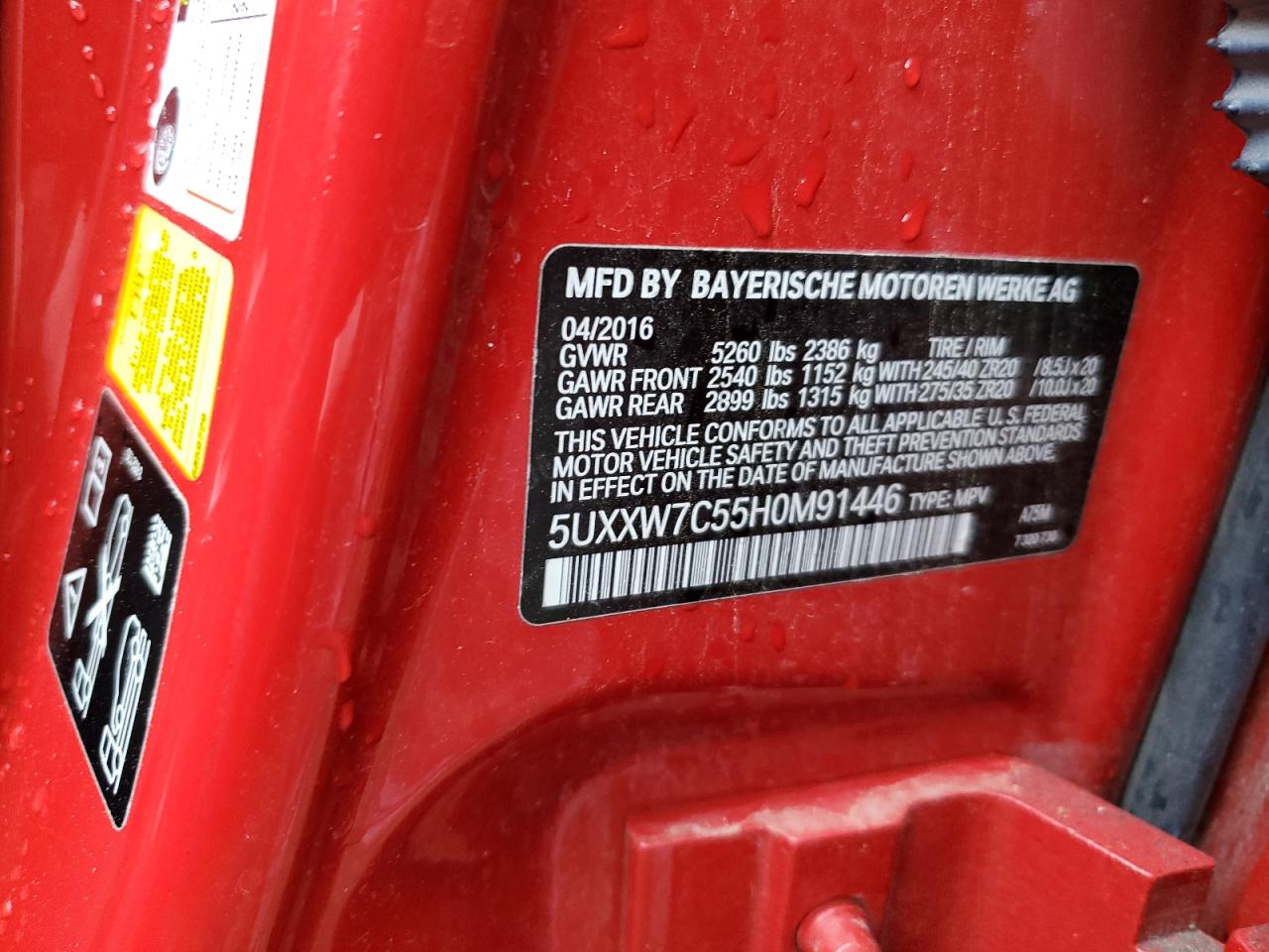 2017 BMW X4 xDrivem40I VIN: 5UXXW7C55H0M91446 Lot: 82247515