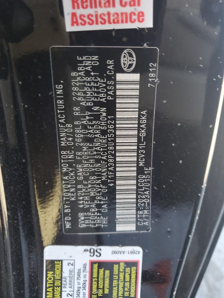 2008 Toyota Camry Solara Se VIN: 4T1FA38P28U153621 Lot: 85901465