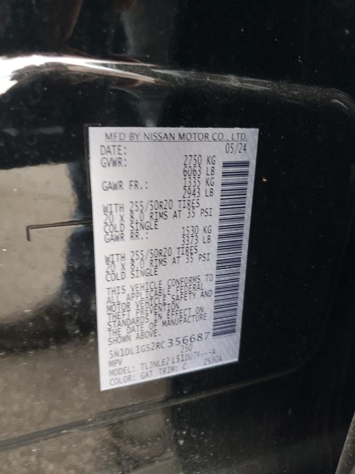 2024 Infiniti Qx60 Sensory VIN: 5N1DL1GS2RC356687 Lot: 86094905