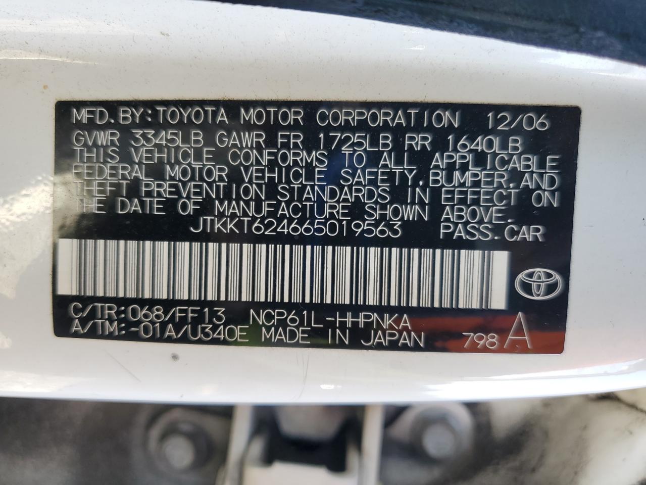 2006 Toyota Scion Xa VIN: JTKKT624665019563 Lot: 85167885