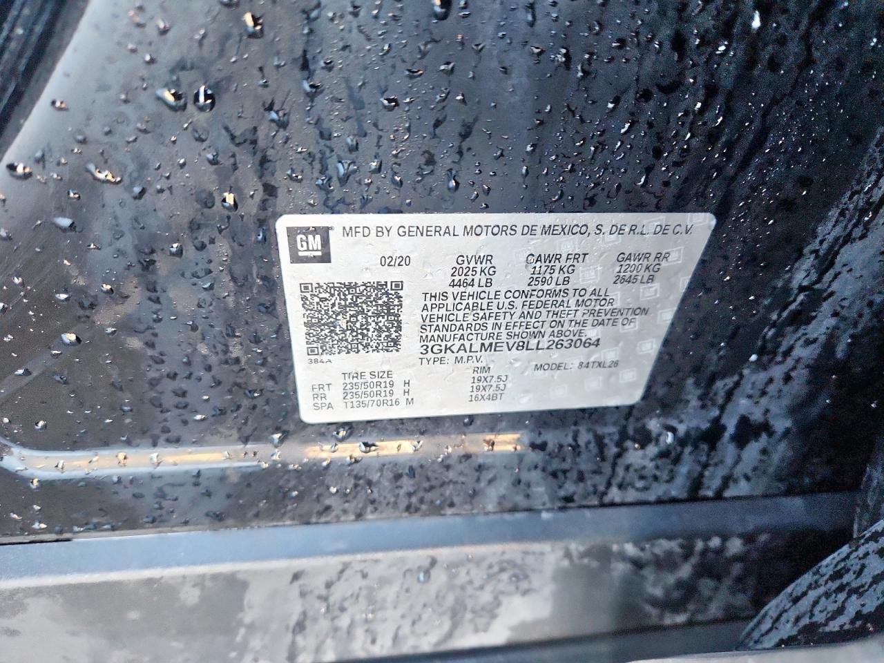 2020 GMC Terrain Sle VIN: 3GKALMEV8LL262064 Lot: 90881715