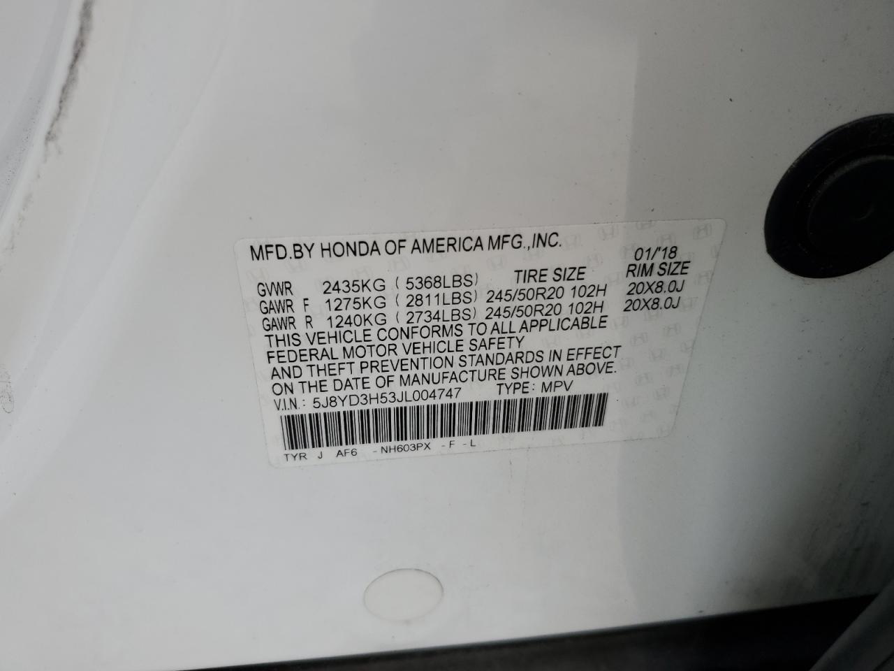 2018 Acura Mdx Technology VIN: 5J8YD3H53JL004747 Lot: 87061085