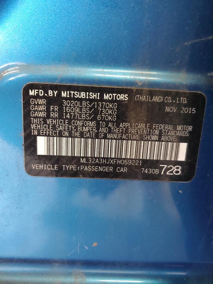 2015 Mitsubishi Mirage De VIN: ML32A3HJXFH059221 Lot: 82444625