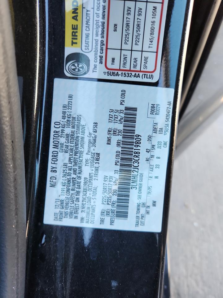 2012 Lincoln Mkz VIN: 3LNHL2JC3CR819809 Lot: 87464925