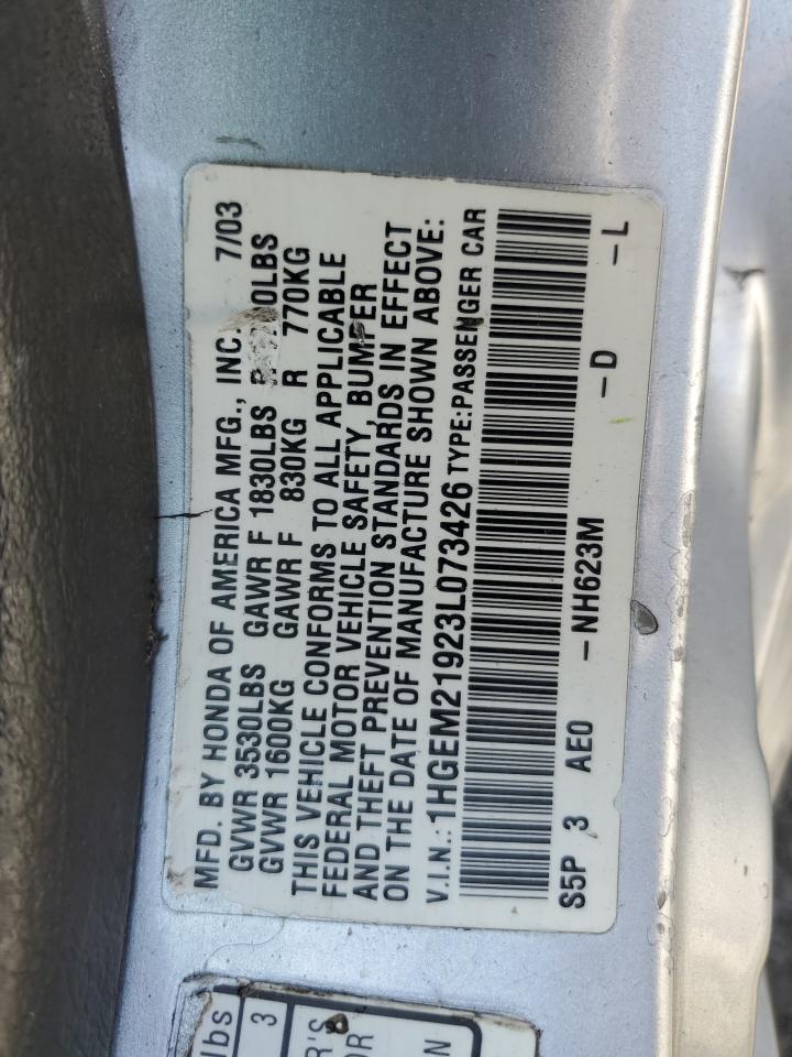 2003 Honda Civic Ex VIN: 1HGEM21923L073426 Lot: 85720775