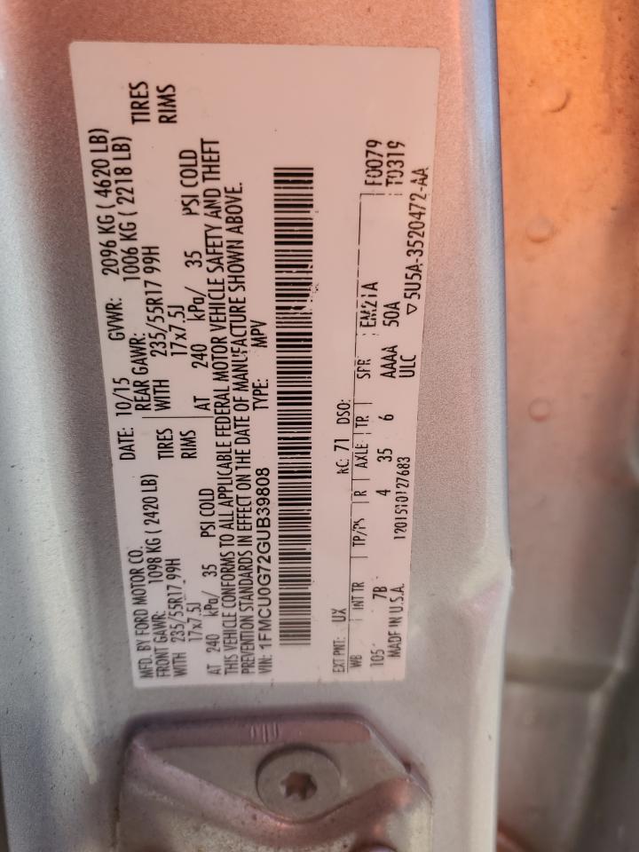 2016 Ford Escape Se VIN: 1FMCU0G72GUB39808 Lot: 86872655