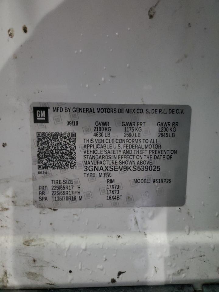 2019 Chevrolet Equinox Ls VIN: 3GNAXSEV9KS539025 Lot: 84445835