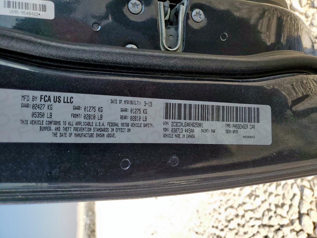 2019 Dodge Charger Sxt VIN: 2C3CDXJG4KH625901 Lot: 82207135