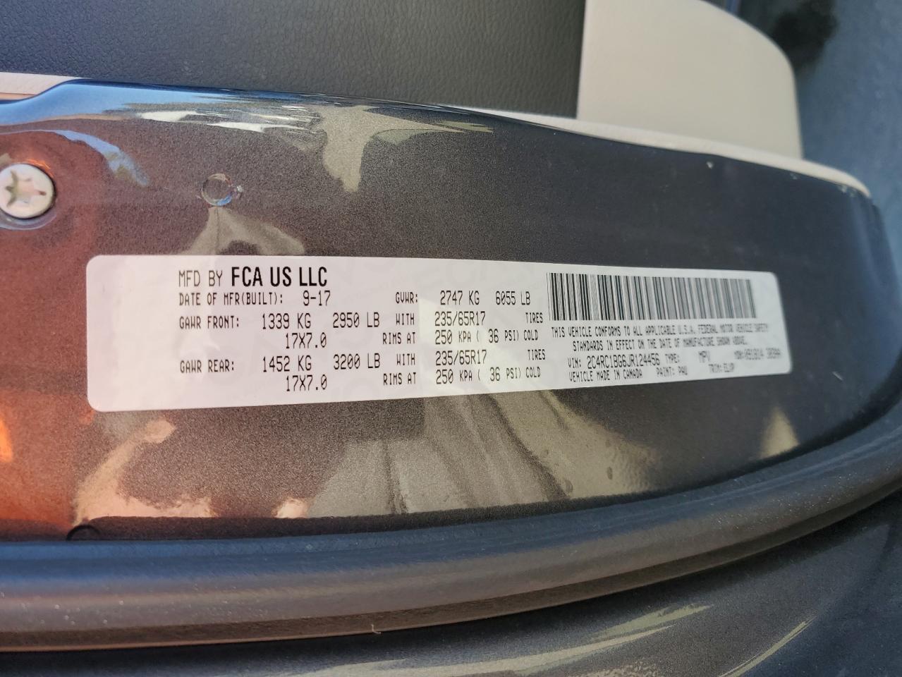 2018 Chrysler Pacifica Touring L VIN: 2C4RC1BG6JR124456 Lot: 86230925