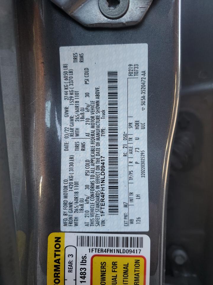 2022 Ford Ranger Xl VIN: 1FTER4FH1NLD09417 Lot: 82290615