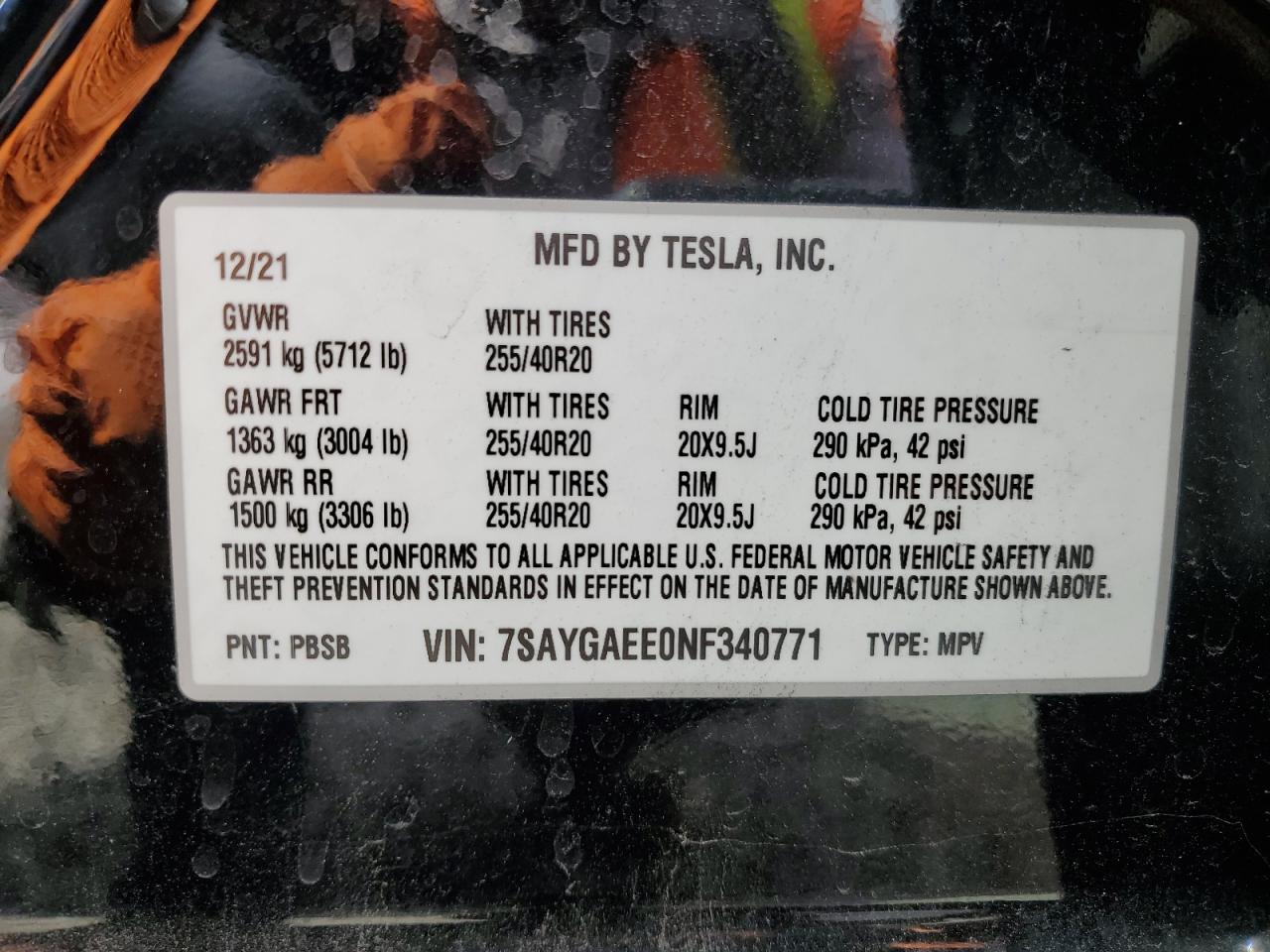 2022 Tesla Model Y VIN: 7SAYGAEE0NF340771 Lot: 85189405