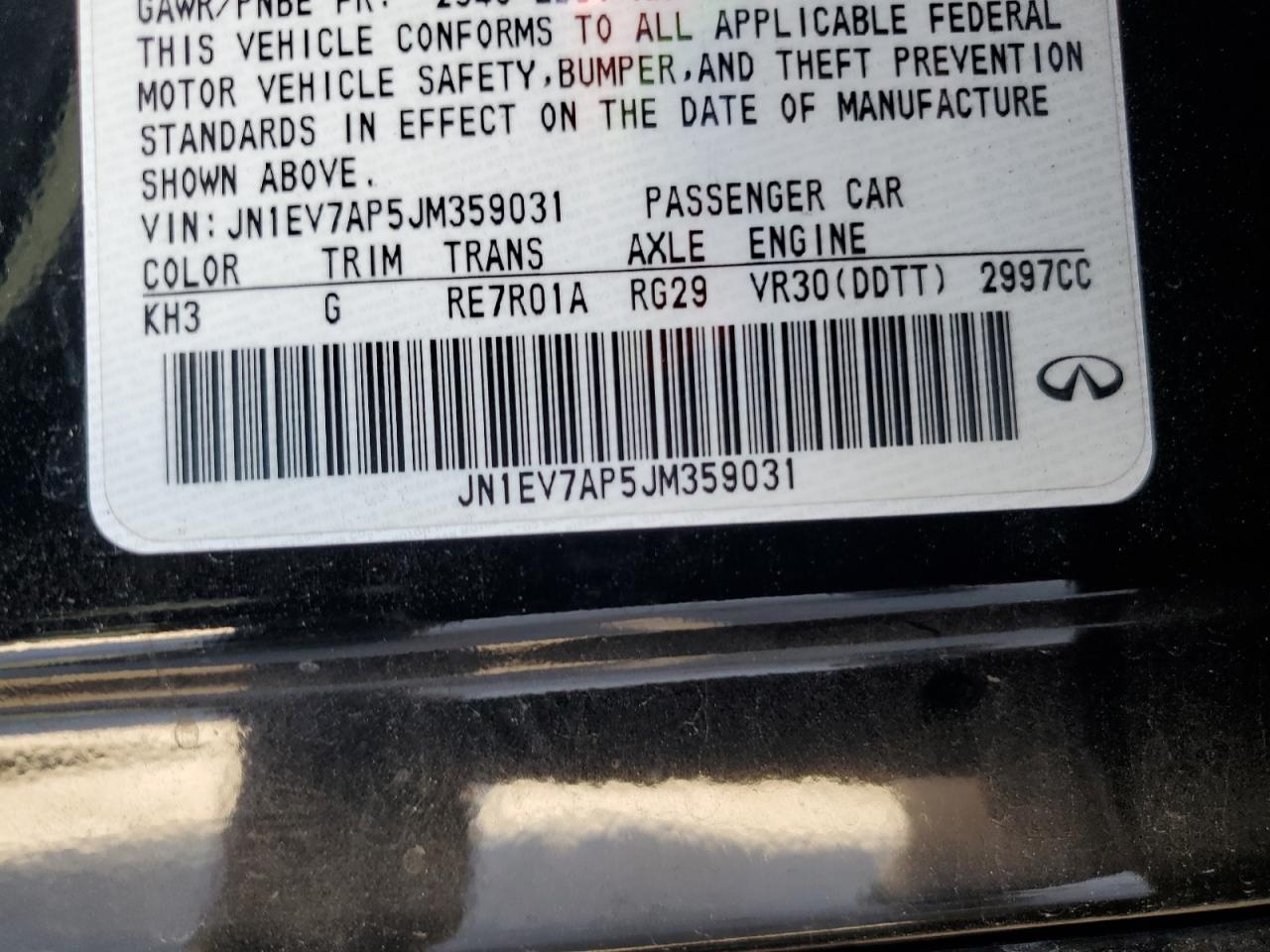 2018 Infiniti Q50 Luxe VIN: JN1EV7AP5JM359031 Lot: 82390965