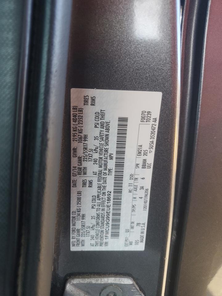 2014 Ford Escape Se VIN: 1FMCU9G99EUE18692 Lot: 84992625