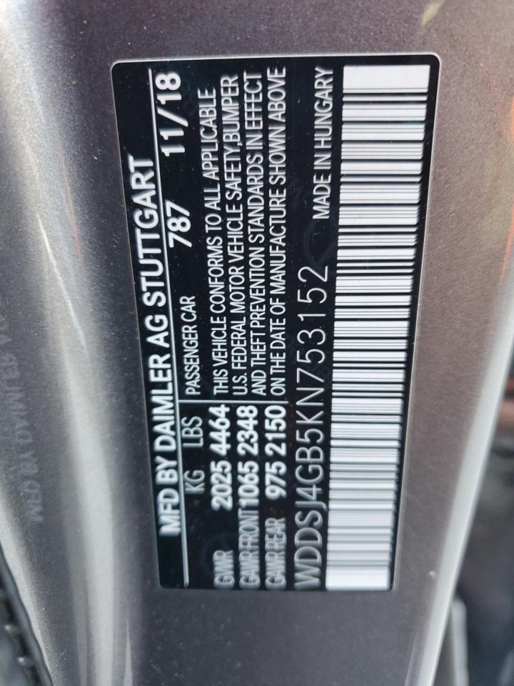 2019 Mercedes-Benz Cla 250 4Matic VIN: WDDSJ4GB5KN753152 Lot: 84411485