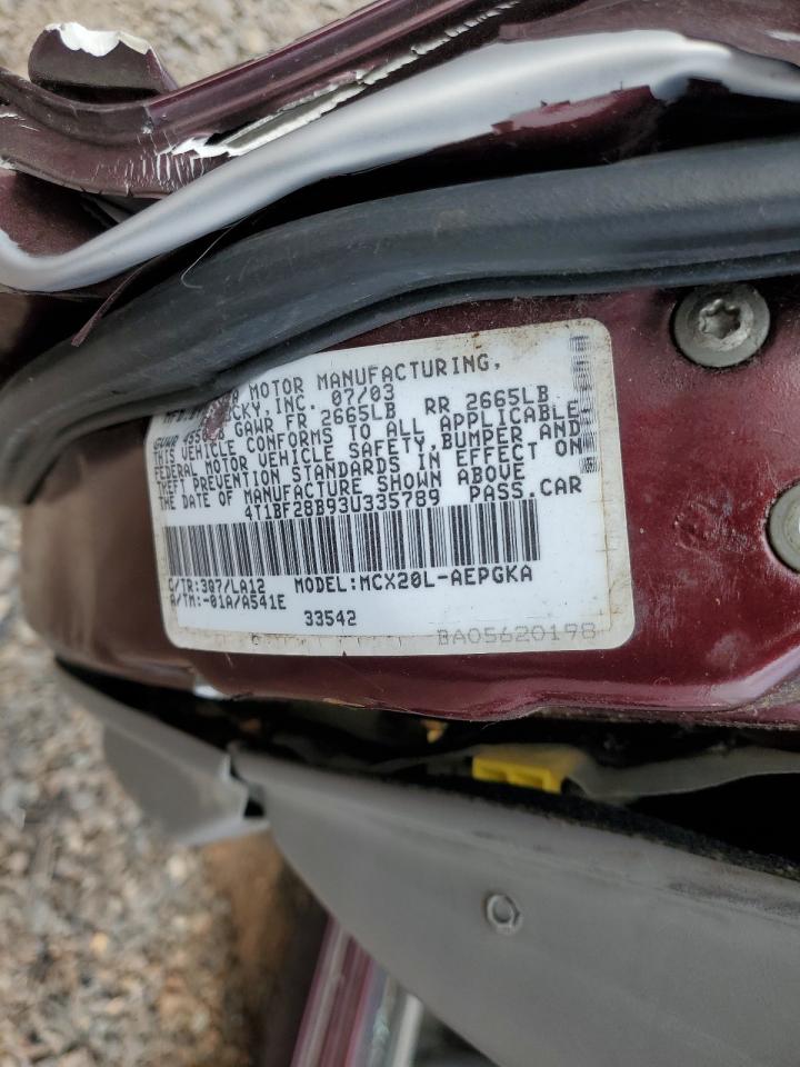 2003 Toyota Avalon Xl VIN: 4T1BF28B93U335789 Lot: 90581135