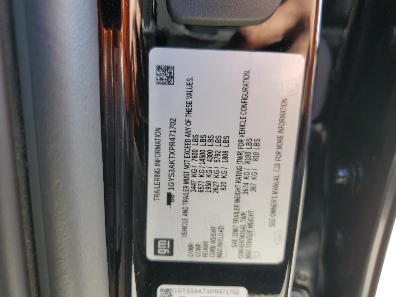 2023 Cadillac Escalade Luxury VIN: 1GYS3AKTXPR471702 Lot: 89636635