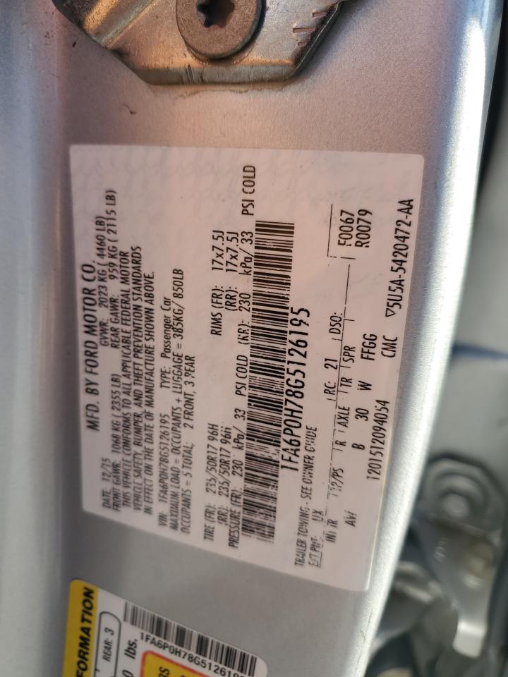 2016 Ford Fusion Se VIN: 1FA6P0H78G5126195 Lot: 82682765