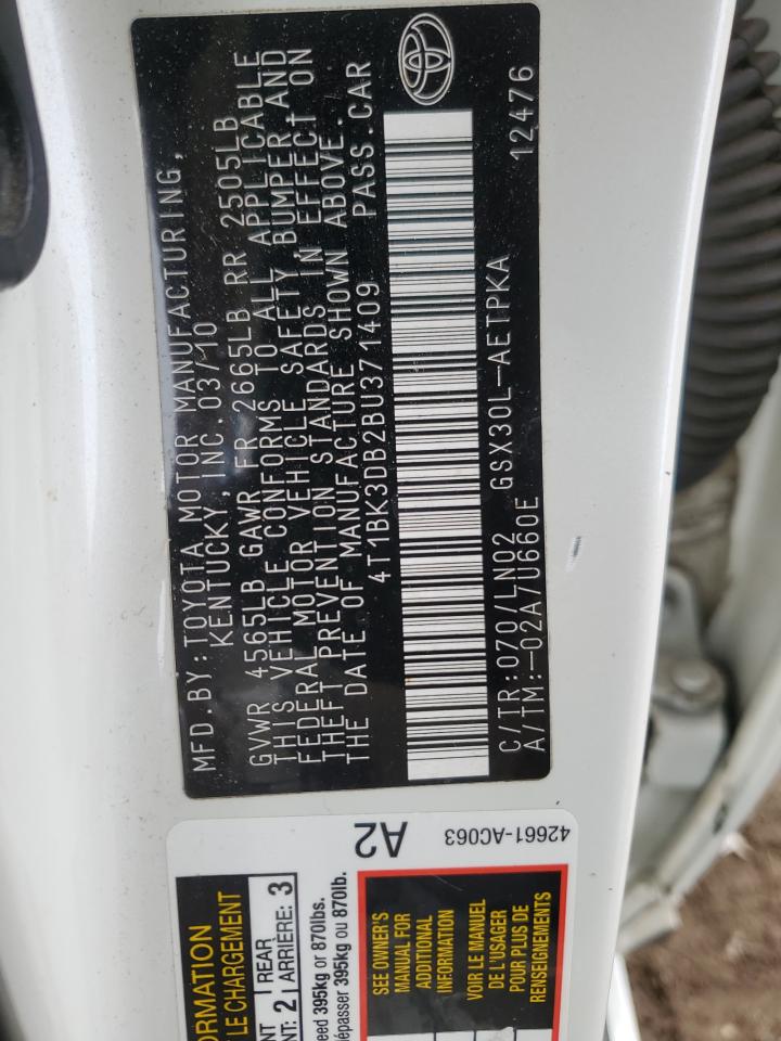 2011 Toyota Avalon Base VIN: 4T1BK3DB2BU371409 Lot: 82424315