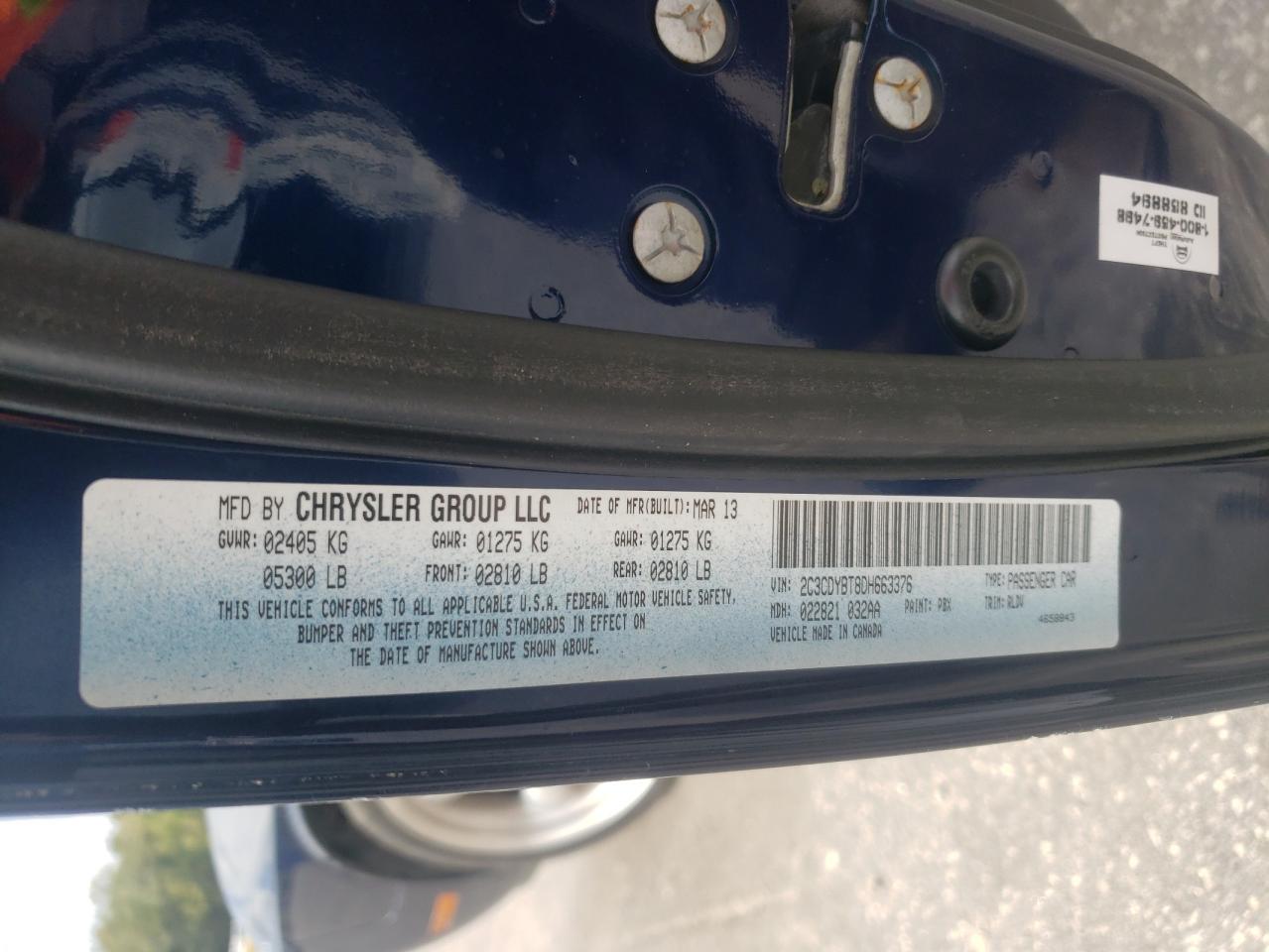 2013 Dodge Challenger R/T VIN: 2C3CDYBT8DH663376 Lot: 81992285