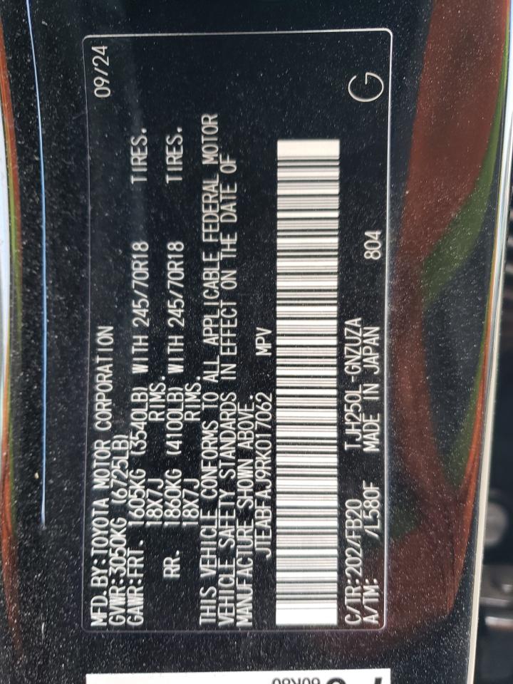 2024 Toyota Land Cruiser Base VIN: JTEABFAJ9RK017062 Lot: 90007625