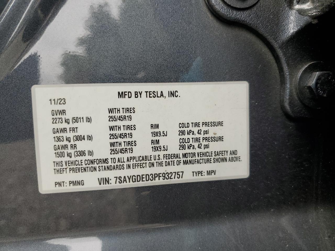 2023 Tesla Model Y VIN: 7SAYGDED3PF932757 Lot: 86474465