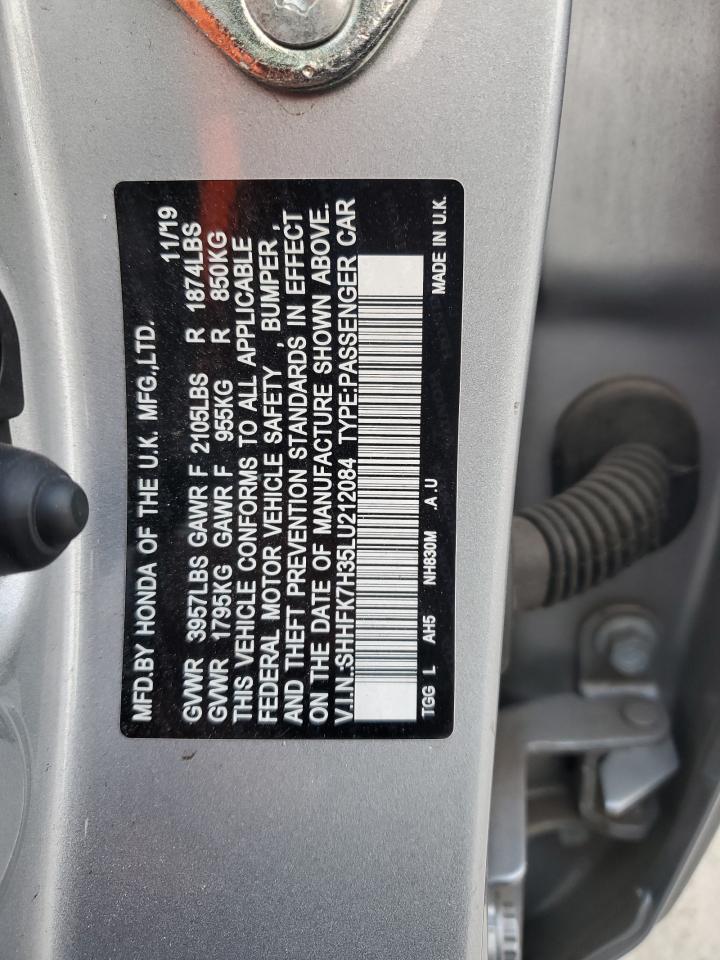 2020 Honda Civic Lx VIN: SHHFK7H35LU212084 Lot: 84957935