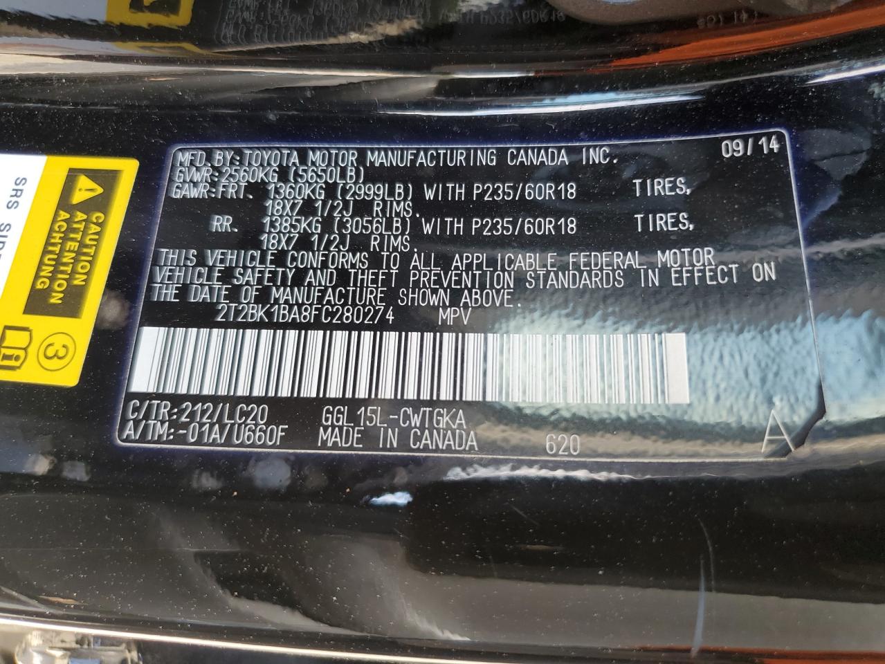 2015 Lexus Rx 350 Base VIN: 2T2BK1BA8FC280274 Lot: 84747575