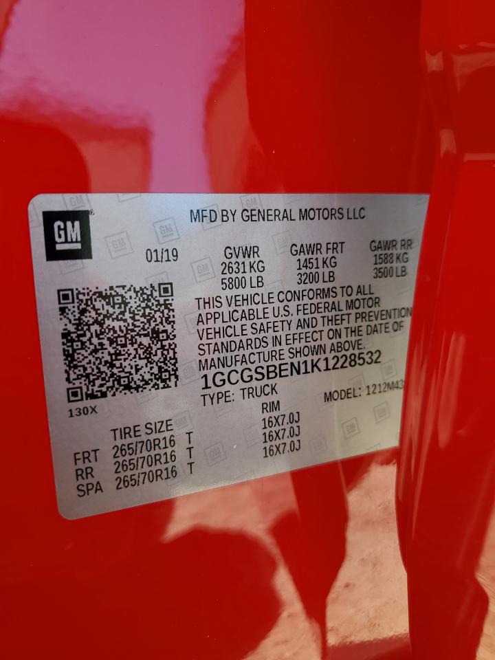 2019 Chevrolet Colorado VIN: 1GCGSBEN1K1228532 Lot: 81629155